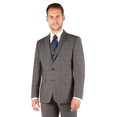 J by Jasper Conran J by Jasper Conran Grey check 2 button front tailored fit occasions suit jacket